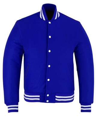 Blue All Wool Varsity Jacket Letterman Retro Sports Bomber Baseball College Team