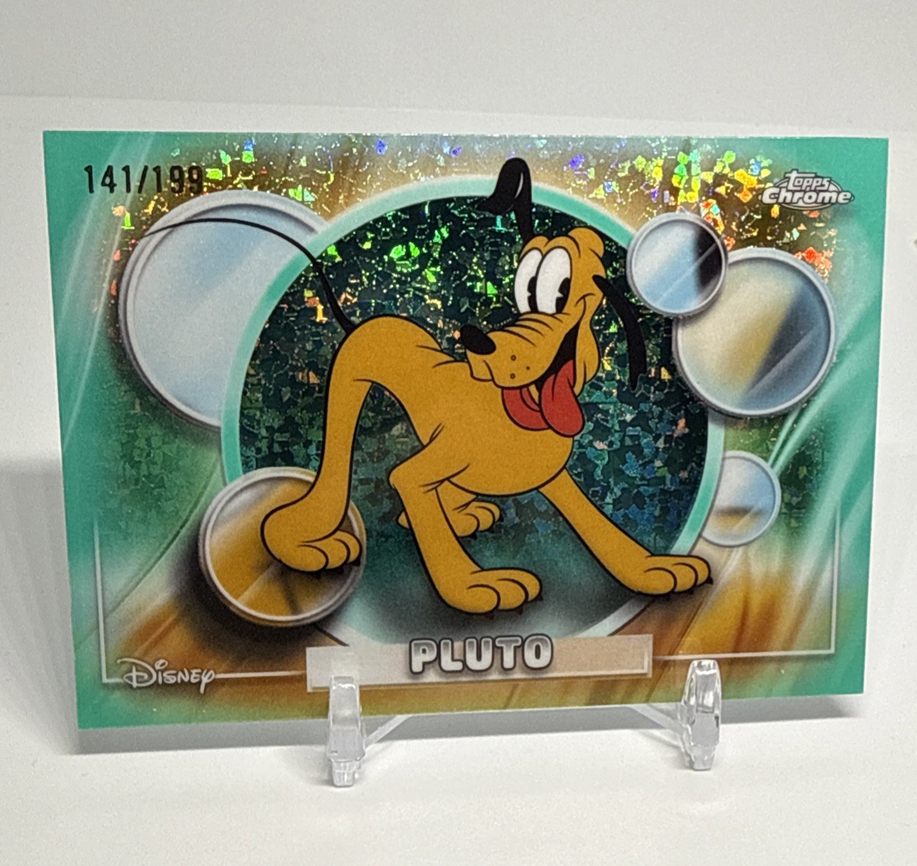 2026 Topps Chrome Disney Pluto Mini Diamond Aqua Refractor /199