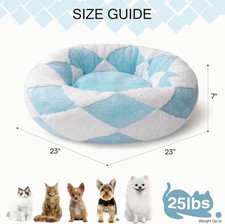 MEWOOFUN Donut Cat Bed For Indoor Cats - Round Washable Plush Pet Bed  Non-Slip