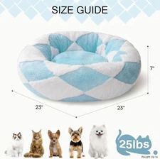 MEWOOFUN Donut Cat Bed For Indoor Cats - Round Washable Plush Pet Bed & Non-Slip