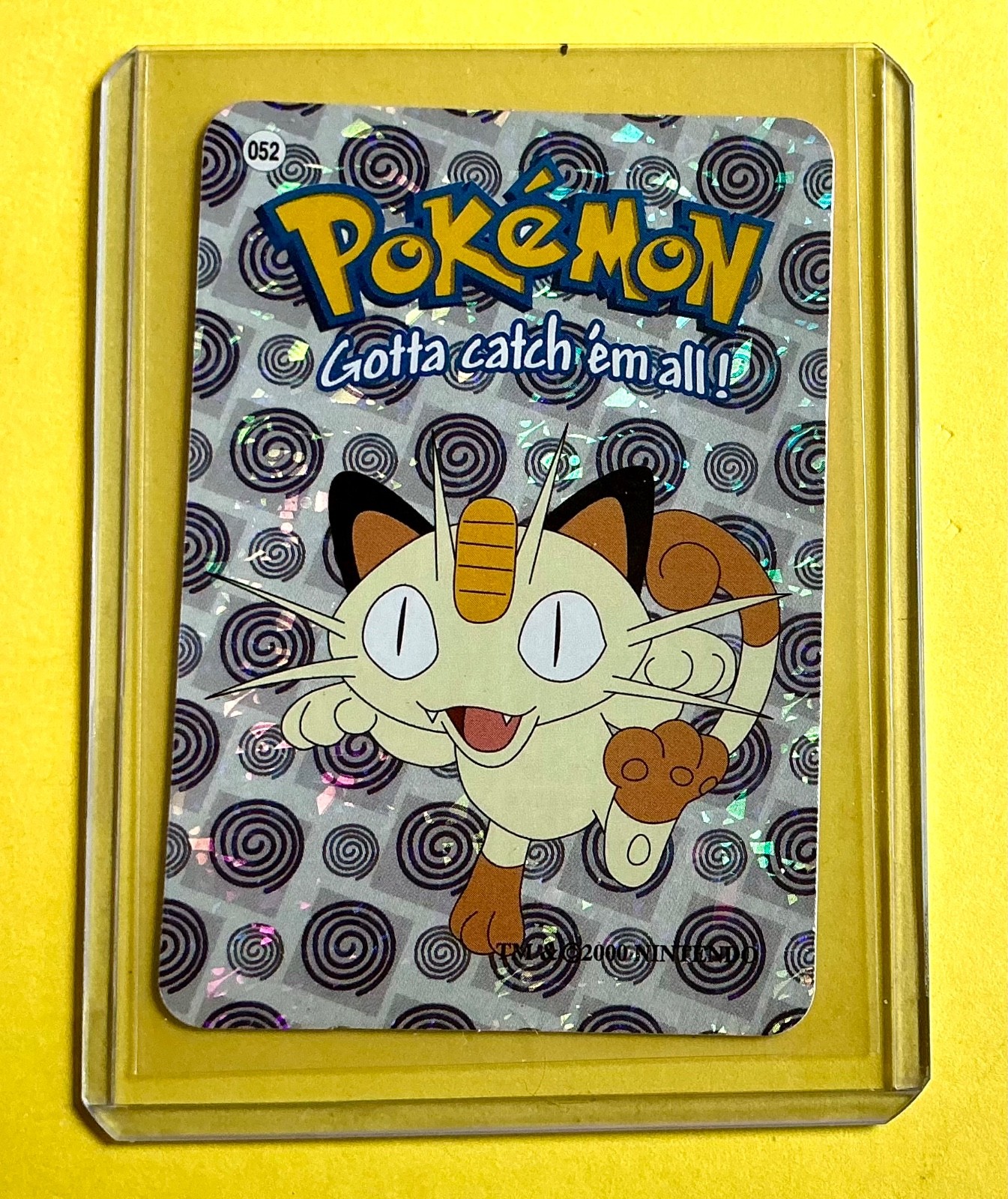 Meowth #52 - Vintage Vending Machine Prism Sticker 2000 - Pokemon Card