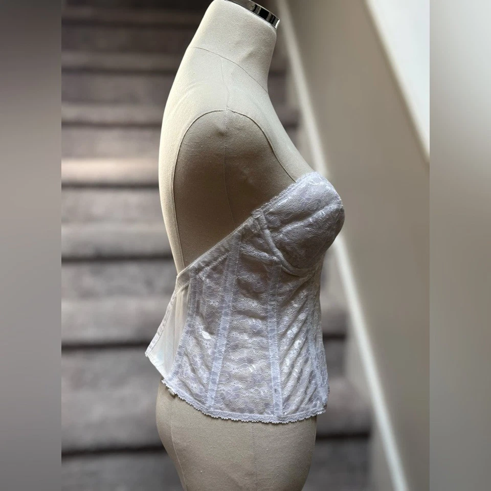 Corsé Bustier de Encaje Blanco Hecho en Unión Carnaval Top Mujer’s 38C Lencería Foto 4 de 4