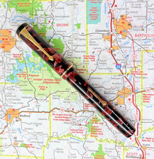 Vintage Conway Stewart 286 Fountain Pen, Red Marble with 14k gold nib, restored