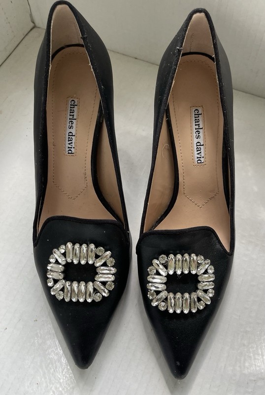 Charles David Rhinestone Detail Heels Black Size 8