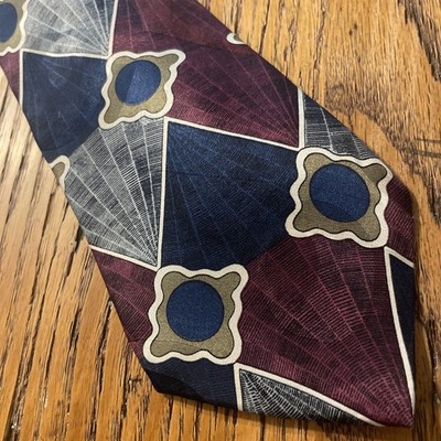 Vintage EUC Screenplay By Martin Wong Silk Tie Geometric Spiderwebs USA Made