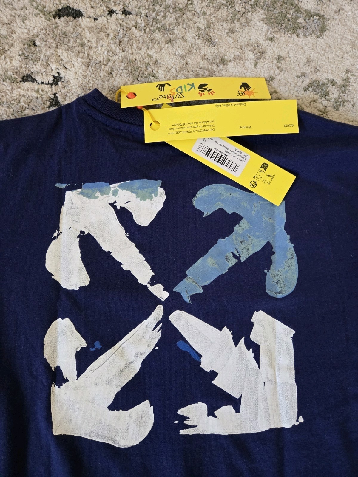 Kids L 🔥 Off-White boy's Acrylic Arrow Logo-Print Shirt Size 16