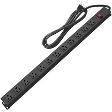 Metal Wall Mount Power Strip, Mountable Power Outlet with 12 AC Outlets, Alum...