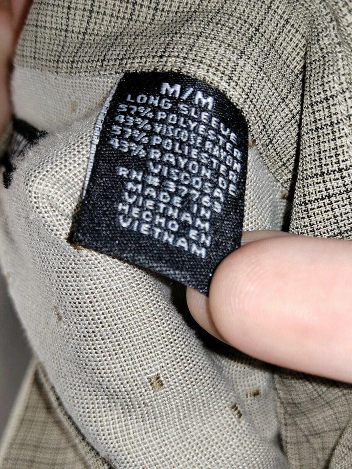 Camisa de vestir John Henry para hombre adulto talla mediana beige a cuadros manga larga abotonada Foto 4 de 4