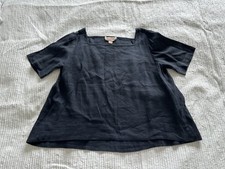 Arlington Milne Navy Blue Linen Blend Lightweight Waist Length Airy Top Size L