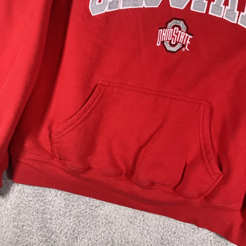 Ohio State Buckeyes Sudadera con Capucha Bordada Para Hombres 2XL Roja NCAA Fútbol Gorpcore Acogedora Foto 2 de 4