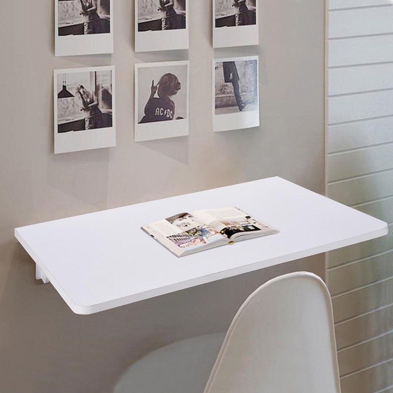 Wall Mounted Floating Folding Desk Computer PC Laptop Work Study Table White