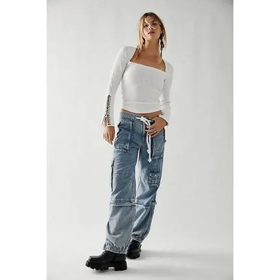 Free People We The Free South Bay Utility Cargo Jeans XL NEW