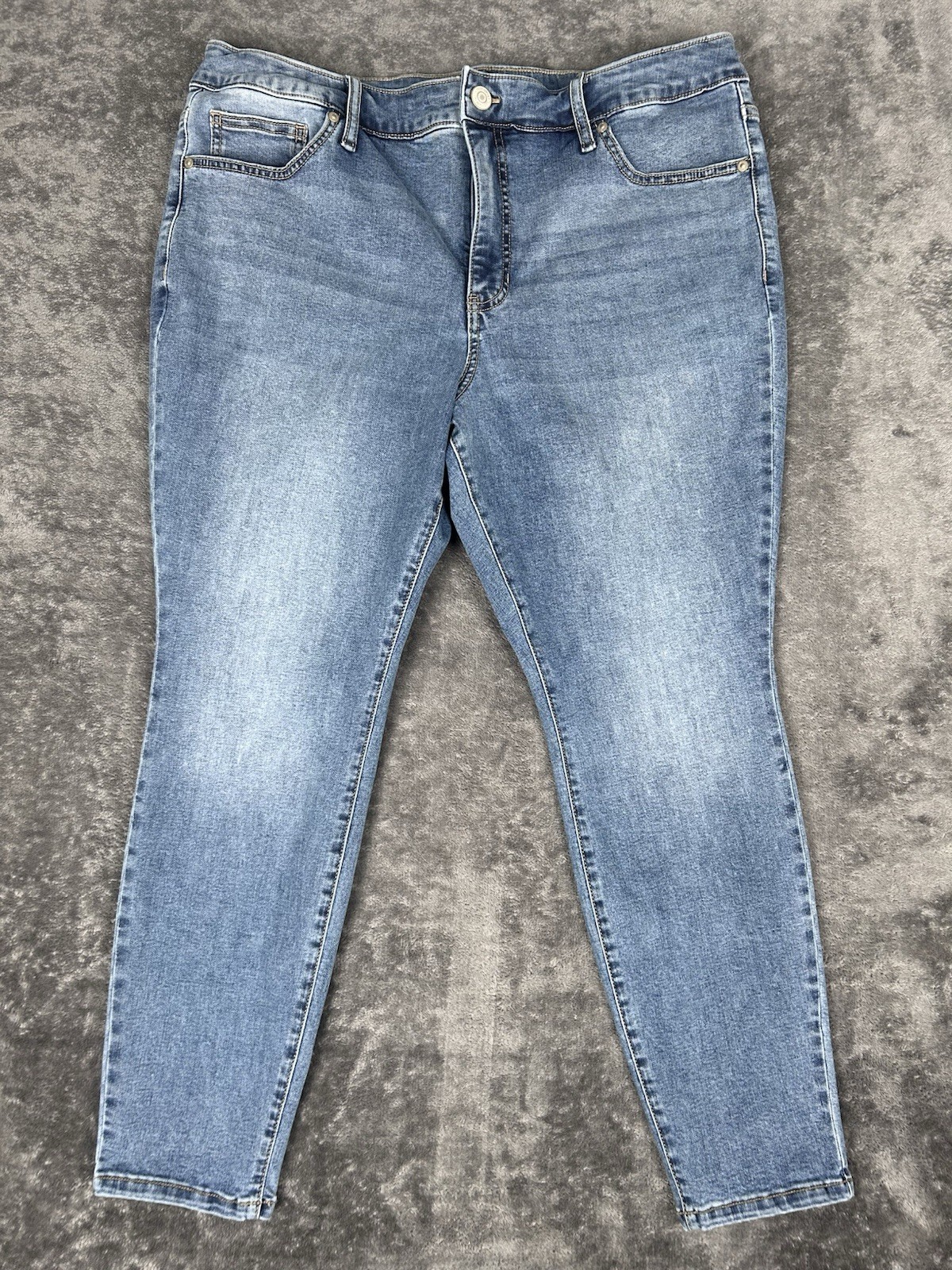 Terra & Sky Jeans Womens 16W Petite Blue Skinny High Rise Stretch Light Wash
