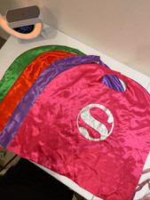 Child children  s super hero capes dress up play lot bundle iron man, hulk, capta