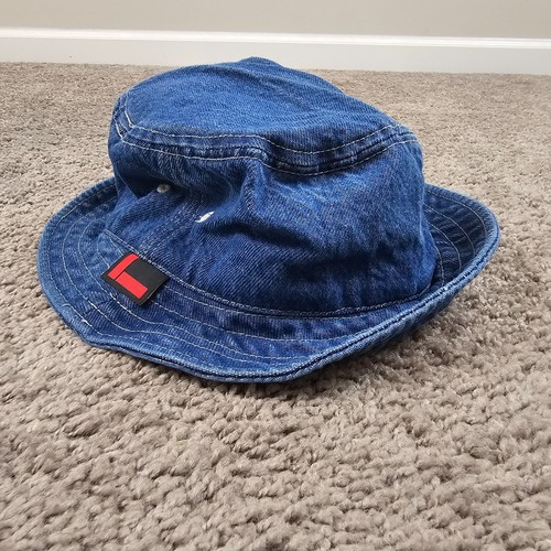 FUBU Cappello Secchiello Adulto Taglia Unica Blu Denim Logo Spellout Traspirante 100% Cotone - Foto 6 di 10