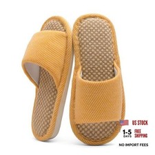 Linen House Slippers Cloth Indoor Outdoor Bedroom 7.5-8 Women/6.5-7 Men Yellow