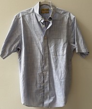 Roundtree Yorke Gold Label Non-Iron Blue Short Sleeve Button-Down Shirt M