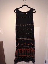 Vintage Jane Ashley Women's S Black Sleeveless Maxi Dress Tie Waist Scoop Neck
