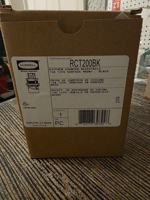 Hubbell RCT200BK 15A 125V Tamper Resistant Pop-Up Countertop Receptacle Black