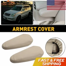 2pcs Leather Seat Armrest Replacement Cover for Lexus GX470 2003-2009 Beige Tan