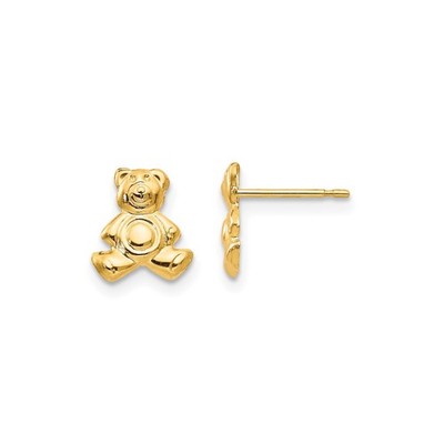 14 Karat Gelbgold Kinder Teddybär Ohrstecker