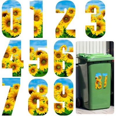 40 Stück Sonnenblumenmülleimer Zahlen für Rollmülleimer, 0 bis 9,17 cm Mülltonnennummer ...