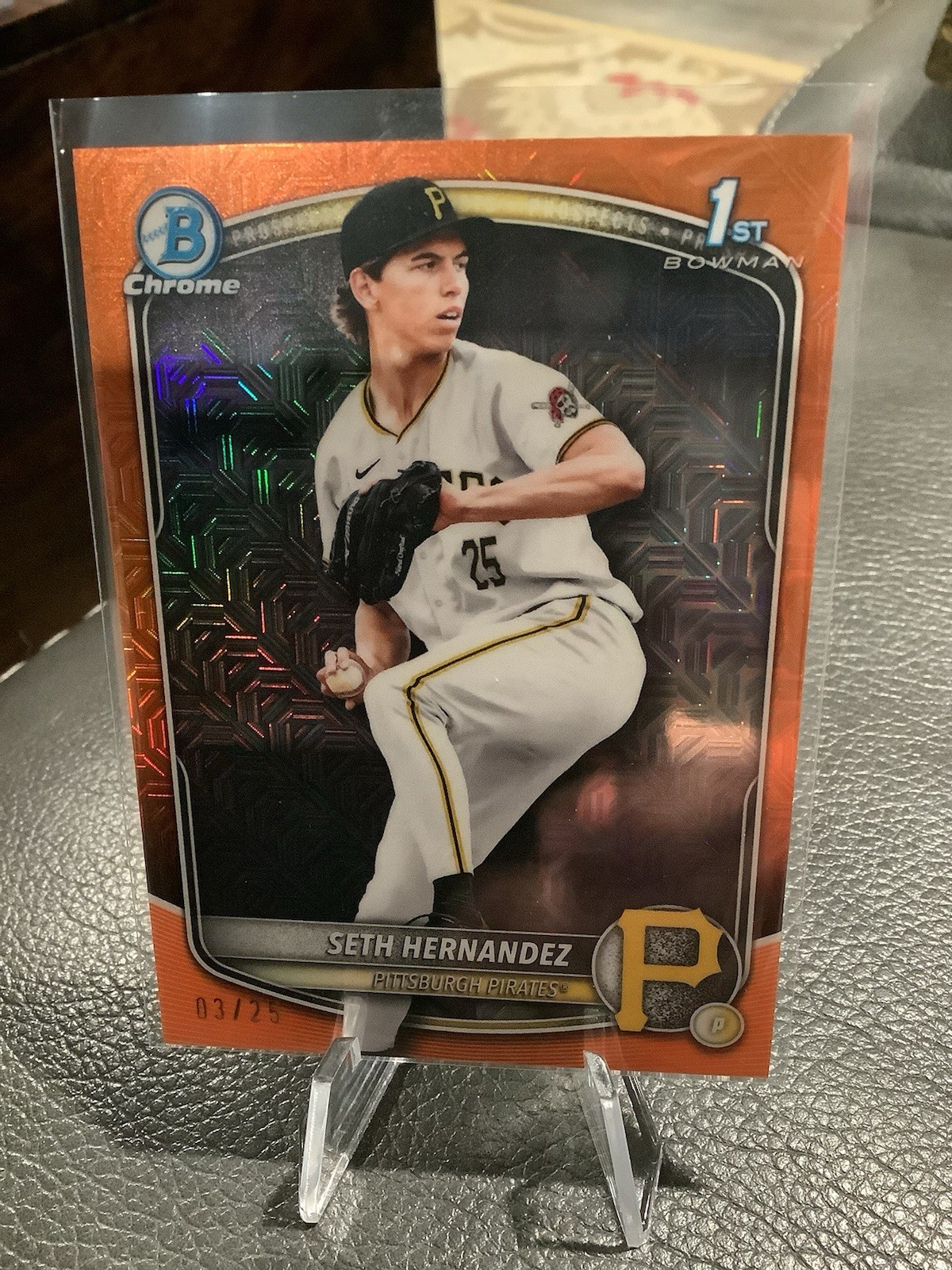 2025 Bowman Draft Chrome 1st Seth Hernandez Orange Mojo Refractor /25 Pirates