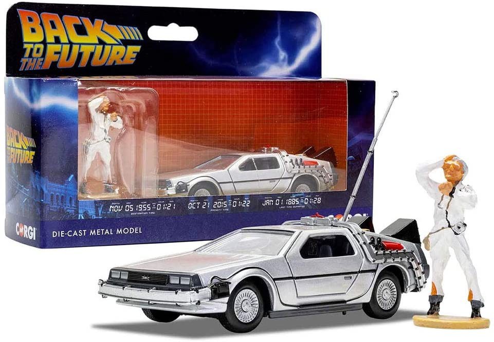 Модель автомобиля DELOREAN С ФИГУРКОЙ Дока Брауна ЦЮРЮКА В КОЛЛЕКЦИИ ZUKUNFT Maßstab 1/36 BTTF CORGI