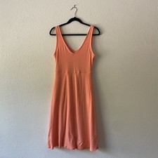 A New Day Coral Sleeveless Knit Midi Dress Women s Medium V Neck Stretch Casual