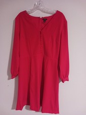 Ann Taylor Red Long Sleeve Size 10 Knee Length Dress