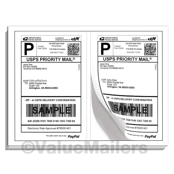 Labels 400 Adhesive Blank Shipping Labels 2 Per Sheet 8.5 X 5.5 Premium Quality