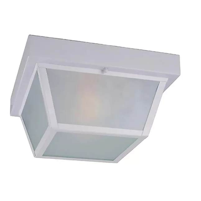 Portfolio 10.37 in W White Outdoor Flush Mount Light