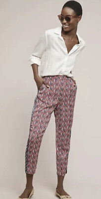 Anthropologie Ett Twa Cardiff Print Pant Paisley Red Blue Medium Travel aa26