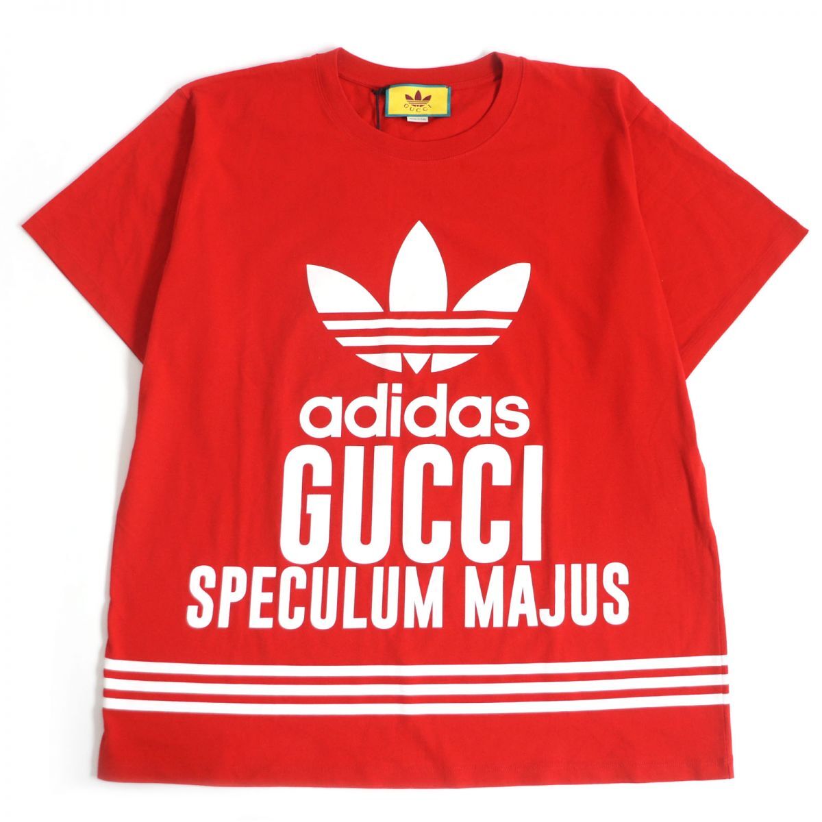 GUCCI Adidas Logo Print T-Shirt Cotton Short Sleeve L Size GUCCI Adidas Logo Print T-Shirt Cotton Short Sleeve L Size