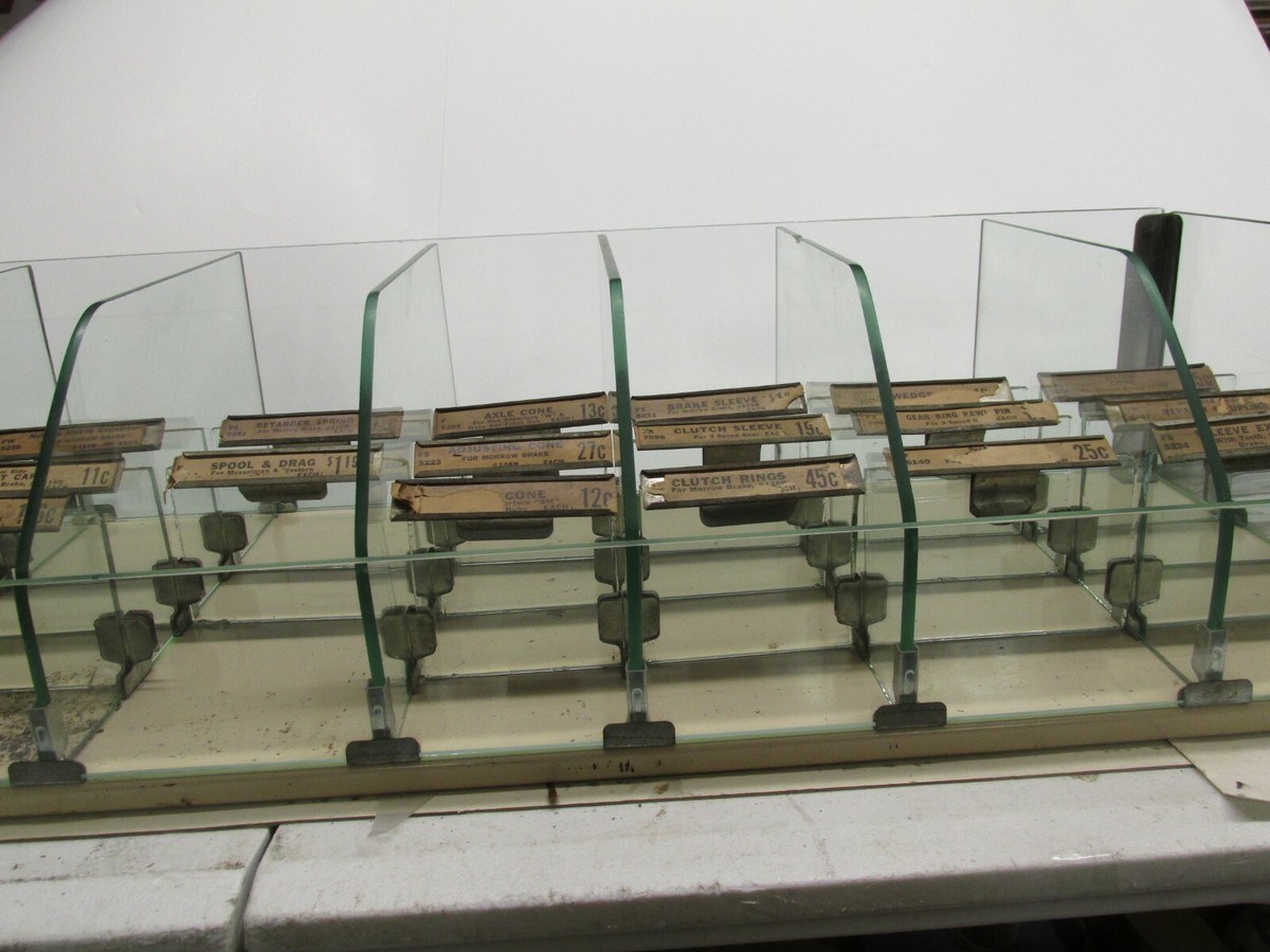 Vintage Morrow Brake Bicycle Glass Counter Top Store Display Rack