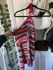 Cider Halter Top Multi Color Pattern Mini Dress