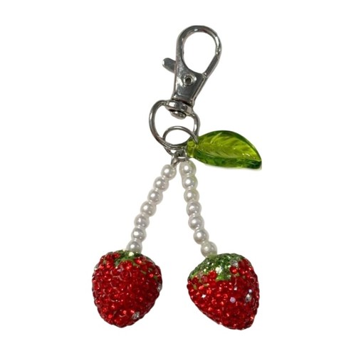 Modne akcesoria Truskawka Brelok Charm z diamentami Wszechstronna torba Ornament