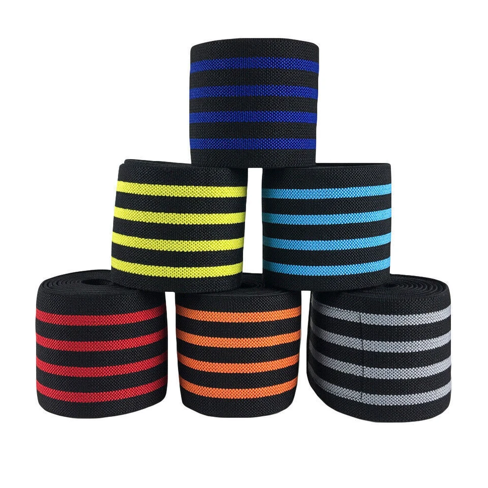 Men Striped Stretch Bandage Sports Fitness Elastic Support Gym Running Knee Pad - Image 4 of 4