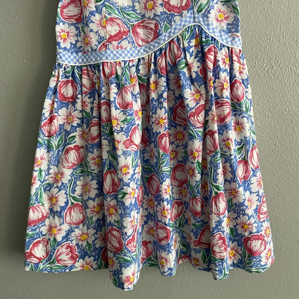 Винтажные редкие издания цветочный Puff рукав платье имбирь отделки девочек размер 8 США союз - Изображение 3 из 4