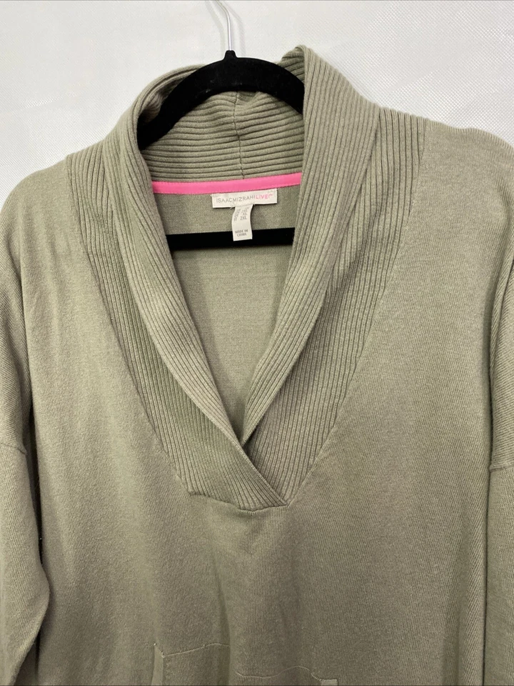 Suéter Suéter Isaac Mizrahi Live Mujer Verde Soho con Bolsillos Suéter Plus 1X Foto 3 de 4