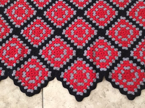 Vintage Granny Squares Afghan Throw Blanket ~ 60" X 60” ~ 1990s ~ OSU Colors - Picture 2 of 11