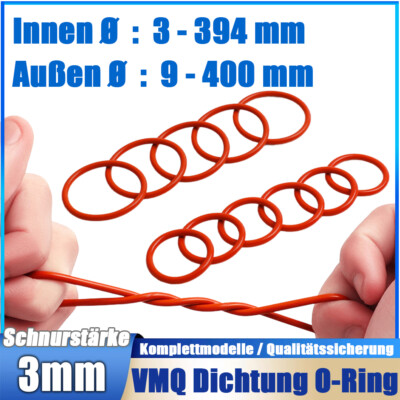 O-Ring Ø 3-394 mm Schnurstärke 3,0 mm DIN3771 Silikon Dichtring Oring Nullring