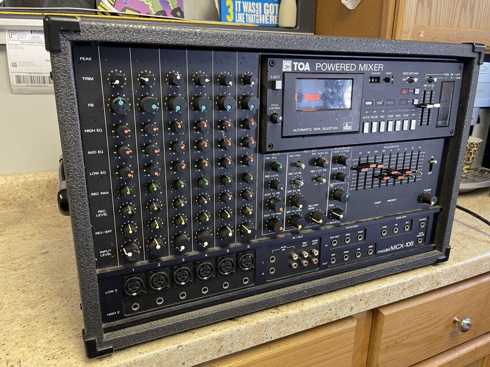 TOA Powered 6-Channel Mixer MX-106 With Tape Player As Is C Details Amp Works