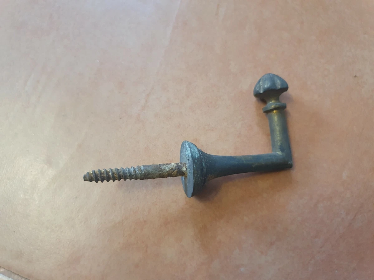 Deux Crochets à Rideau Embrasse En Laiton Vieilli – Style Ancien Garanti !