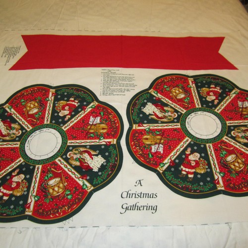Stoffplatte Weihnachtskranz Wamsutta Markenzeichen Karten ca. 20 Zoll Diam Angel Santa