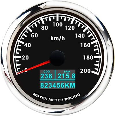 W PRO 85mm 4 In 1 GPS Speedometer Odometer COG Trip 200 KMH For Car Marine Boat