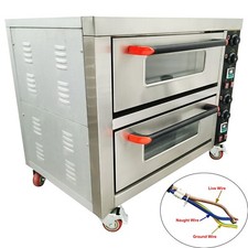 220V 6.4KW Commercial Movable Double-decker Pizza Electric Oven with Casters