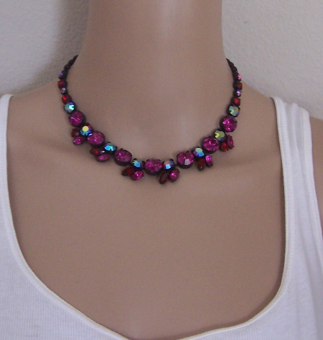 REGENCY Fuchsia Ruby & A.B.  Austrian Crystals Ne… - image 9