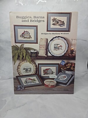 1984 Thread Bear Designs Cross Stitch Pattern Leaflet Buggies, Barns and Bridges