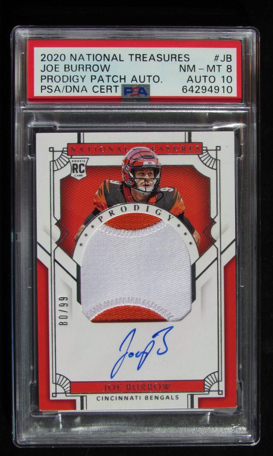 Joe Burrow Panini National Treasures Prodigy Patch Autographs #JB Base